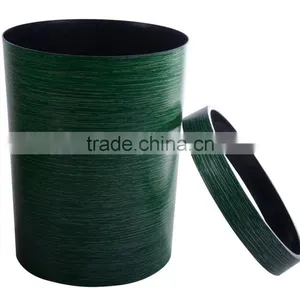 Plastic Trash Bin, Plastic Trash Bin With Wood Grain , Decorative Trash Bin thumbnail-1