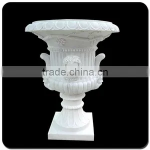 Cheap Landscaping White Marble Decorative Outdoor Flower Pots thumbnail-1