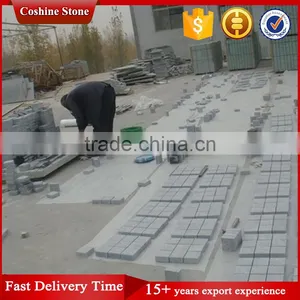 Cube Pattern Grey Mesh Backed Cobblestone Pavers Flooring thumbnail-2