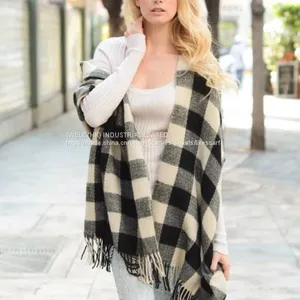 Soft Winter Plaid Checked Pashmina Scarf Shawl Wraps Manufacturer thumbnail-4