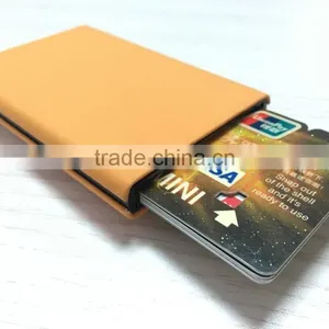 Multi Function Aluminum Slim Credit Card Holder Metal Leather & Aluminum RFID Protector Wallet thumbnail-3