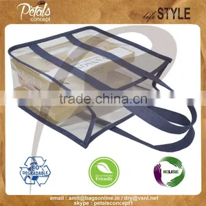 Hi Quality PVC See Through Totes With Jute Side Trimming & Handle - for Promotion thumbnail-2