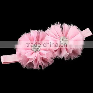 Shabby Chiffon Flower Headband With Rhinestone Center for Kids Hair Accessories thumbnail-4