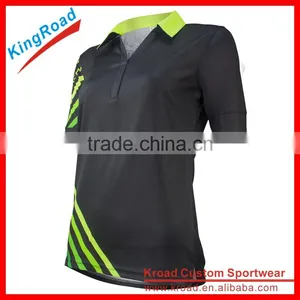 Wholesale China Sports Quick Dry Women/lady Golf Polo Shirts With Neon Green thumbnail-1