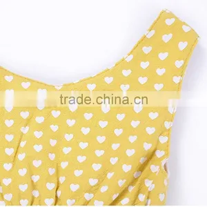 2017 New Design Hot Sale Summer Dress 2017 Wholesale Cotton Clothing Boutique Custom Kids Sleeveless Baby Little Girl Gold Dress thumbnail-6