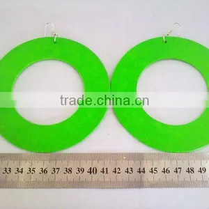 Hot Sale Neon Wood Hoop Earrings, Fashion Oversized Wood Dangle Earring, Fashion Wood Jewelry thumbnail-1