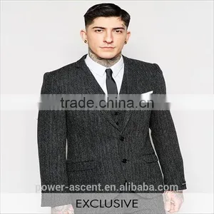 Men's Top Quality New Look Grey Wool Suit Jacket thumbnail-1