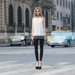 V Neck Summer Coat Stripe Vest for Young Ladies Latest Fashion Blouse thumbnail-2