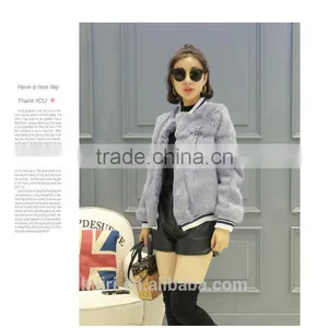 Real Fur Coat For Women Rabbit Fur Baseball Uniform Winter Short Jacket Thick Warm Casual Loose Outwear Genuine Fur Coat Female thumbnail-6