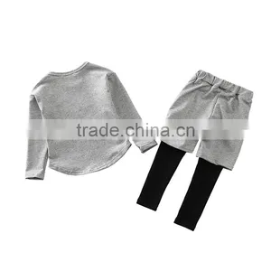 2017 New Arrival Kids T-shirt+pants Boutique Baby Wear Cotton Child Girls Clothing Set thumbnail-2
