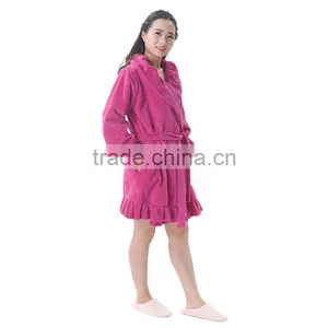 100% Polyester Women Night Casual Fleece Bathrobe for Women thumbnail-1