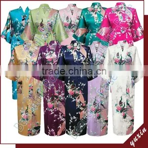 Woman Long Style Satin Kimono Robes 14 Colors Size Large Size PC034 thumbnail-1