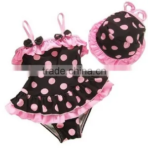 Baby Girls Summer Child Swimwear 2pcs Polka Dots Halter Seaside Swimsuit/Little Girls Swimsuits thumbnail-1