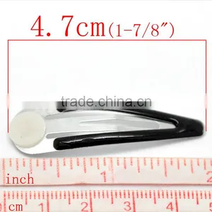 Fashion Silver Tone Enamel Black Snap Barrettes Metal Snap Hair Clips thumbnail-2