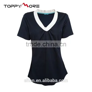 201501001098 Navy Blue Short Sleeve Perkku Women's Yoga T-shirt thumbnail-1