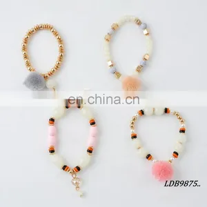 Custom Colorful Pompom Beaded Bracelet thumbnail-3