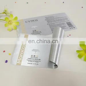 China Manufacture 100ml Morocco Oil Adhesive Label Printing Aluminium Silver Foil Sticker thumbnail-1