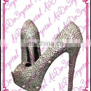 Aidocrystal White Women Pearl Crystal Italian Designer Custom Color Evening Party Peep Toe Sandal Shoes thumbnail-1