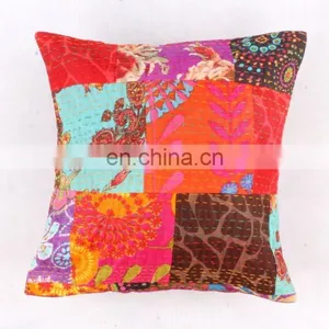 Cotton Handmade Multi Patch Work Ethnic Cushion Cover Throw Pillow Case thumbnail-1