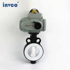 INVCO Wafer Connection Fluorine Butterfly Valve With Electric Control for Gas,oil Etc thumbnail-1