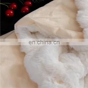 High Quality Spain Cozy 70%Acrylic 30%Polyester White Furry Throw Spandex Blanket For Winter Warm thumbnail-2