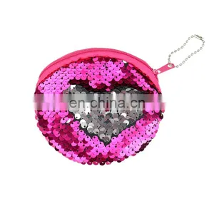 Fancy Baby Girl Blue Sequin Kids Change Purse With Zipper Baby Girl Wallet Heart Shape Purse Frame thumbnail-4