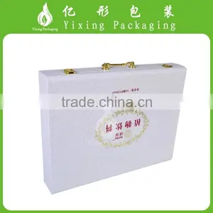 YIXING Luxury White PU Leather Packaging Box With Metal Handle thumbnail-3