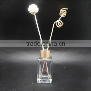 90ml Square Glass Material Clear Color Aroma Diffuser Bottles With Aluminum Caps thumbnail-1