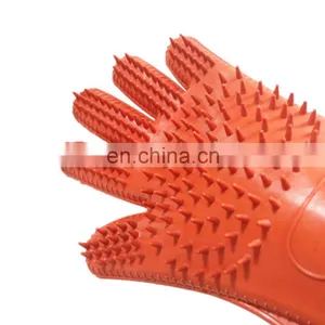 Factory Wholesale Pet Bathing Gloves With Silicone Brush Cat Dog Grooming Washing Glove thumbnail-3
