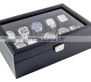 Black Leather Jewelry Box Watch Organizer Storage Case,black Leather Leather Watch Travel Case,watch Storage Case Display Box thumbnail-2