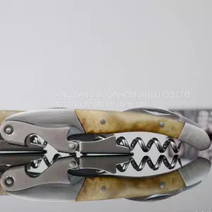 Maple Handle Inlay Wine Opener Double Hinge Levers Waiter′s Friend Corkscrew thumbnail-3
