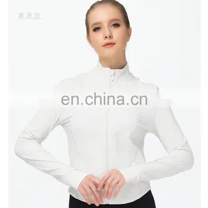 Newest Women's Long Sleeve Yoga Top Sports Casual Workout Gym Coat With Zipper Pockets Anti-bacterial Yoga Jackets thumbnail-5