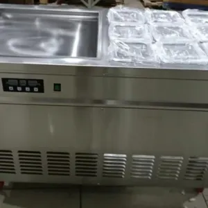 Commercial Fried Ice Cream Roll Machine With Single Square Pan and Double Pan Nine Barrels thumbnail-3