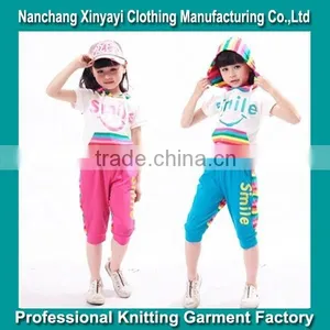 2015 Children Sports Wear Plain T-Shirt and Sport Pants / Wholesale Clothing Made in China Jiangxi thumbnail-1