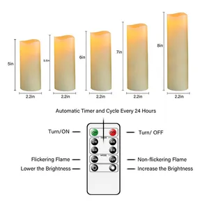Wholesale Perfect Suit Paraffin Real Wax 5pcs Set 2AA Batteries Candles With Bullet Wick Remote Candles thumbnail-4
