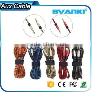 New Products 2016 Quality Nylon Fabric Braided Aux Cable 3.5mm Male Male Colorful Audio Cable Free Samples Supplier's Choice thumbnail-1
