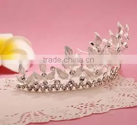 New Design Wholesale Leaf Bridal Crystal Rhinestone Crown thumbnail-3