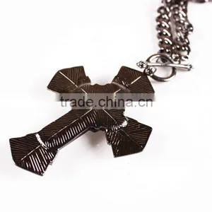 2015 New Arrived Cross Pendant Crystal Mosaic Necklace Black Vintage Necklace thumbnail-2