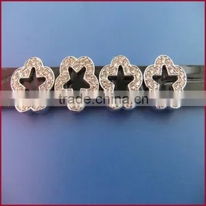 10mm Full Rhinestones Plum 10mm Diamond Slide Plum Flower Charm Metal Jewelry Crafts Wholesale thumbnail-2