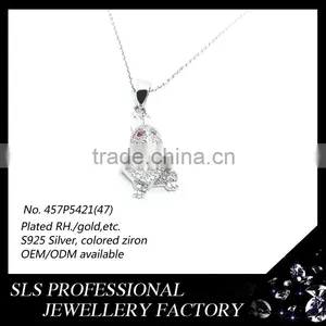 Fashion and Cute Necklace Pendant Rabbit With a Heart in Hand Zircon Prong 925 Silver Jewelry Pendant in Guangzhou Wholesale thumbnail-3