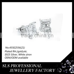 New Designs Earring Big Single Stone Jewelry Wedding Jewelry Earring for Unisex Gents 925 Silver Earring Charm thumbnail-2