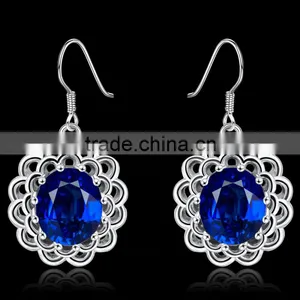 Ruby Stone Wavy Round Line Earring Bule Gemstone Jewelry Earring thumbnail-6