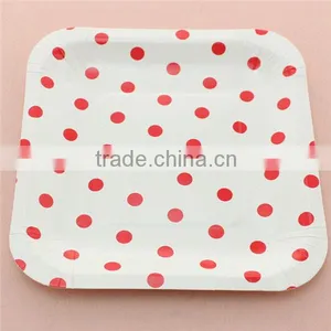 China Wholesale Fancy Dotted 7 Inch Square Paper Plates thumbnail-5