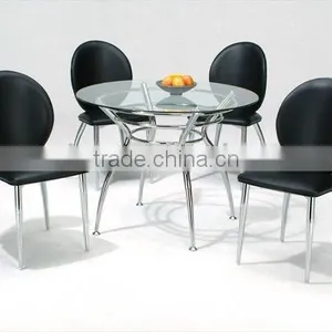 Round Dining Table and Black Dining Chairs thumbnail-1