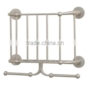 Wall Mounted Bathroom Metal Magazine Rack and Double Toilet Tissue Holders thumbnail-1