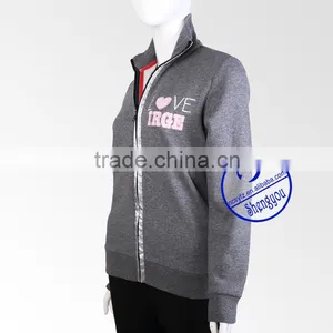 Custom Womens Fleece Jacket Sweatshirt With Satin Ribbon Covered Zipper Wholesale China thumbnail-2
