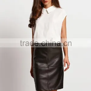 BQ-0031 LATEST LONG SKIRT DESIGN LEATHER PENCIL SKIRT thumbnail-2