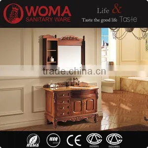 Classical Bathroom Furniture With Mirror Couboard Solid Wood Cabinet Marble Counter Top No.6012 thumbnail-1