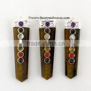 Tiger Eye Agate Flat Pencil Chakra Pendant thumbnail-1