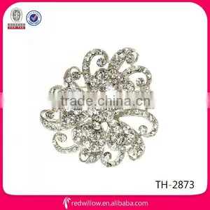 2014 Top Sell Clear Crystal Flower Brooches for Wedding thumbnail-1